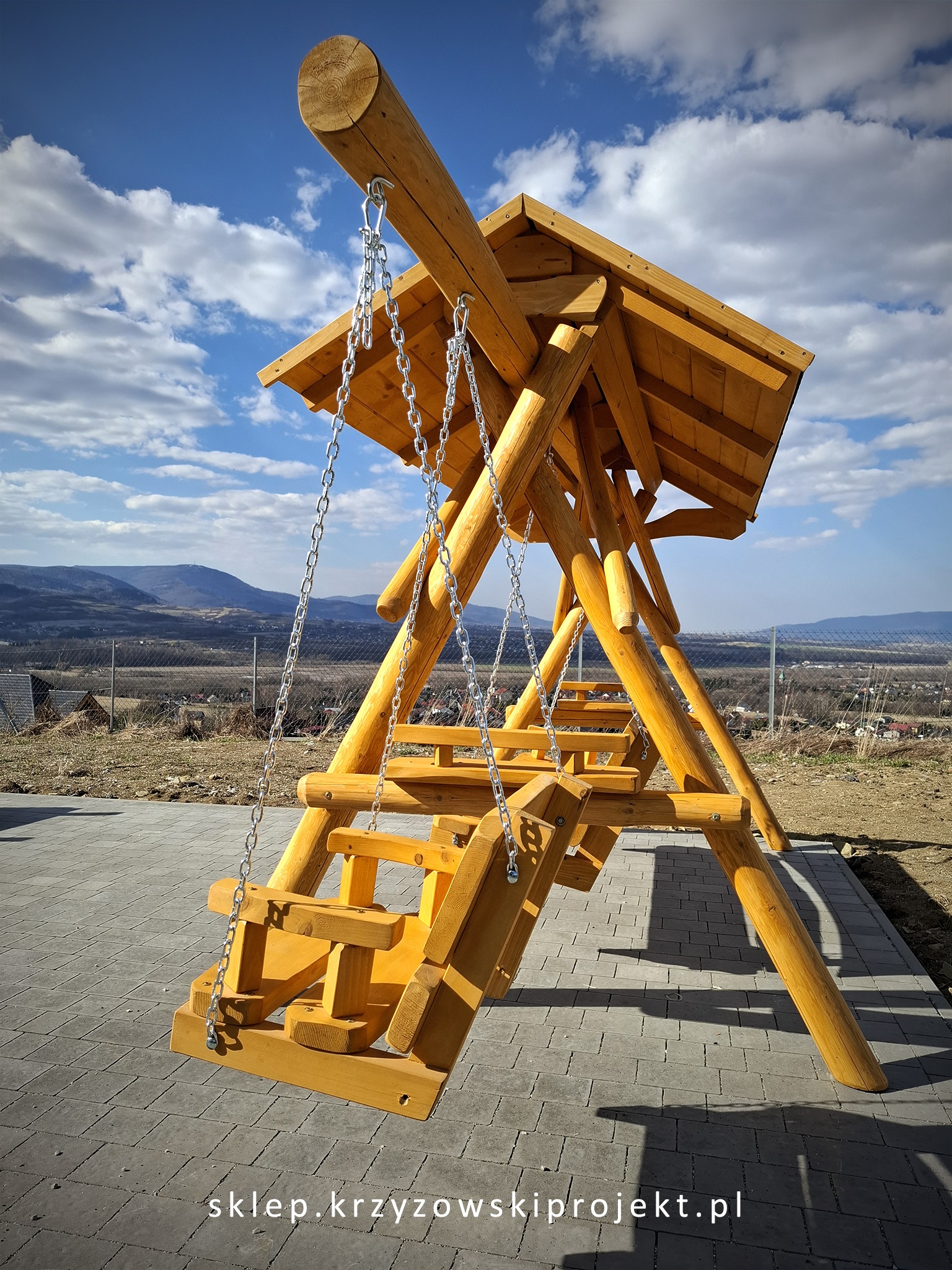 HUŚTAWKA Z DACHEM (GONT BITUMICZNY) + MAŁE SIEDZISKO - obrazek 13